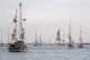 Boats carrying activists and humanitarian aid for Palestinians in Gaza reposition in the port during a symbolic send-off as part of the Global Sumud Flotilla, in Barcelona, Spain, April 12, 2026