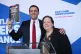 Scottish Labour leader Anas Sarwar holds up a manifesto booklet alongside deputy party leader Dame Jackie Baillie, during the launch of the party's manifesto for the upcoming Holyrood election, April 13, 2026