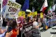 Protesters shout slogans during a rally calling for the impeachment of Philippine Vice President Sara Duterte outside the House of Representative in Quezon city, Philippines, May 11, 2026