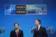United States Secretary of State Marco Rubio, left, and NATO Secretary General Mark Rutte look at each other as they deliver a statement during a meeting of NATO foreign ministers in Helsingborg, Sweden, May 22, 2026