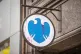 Painted damaged sign of Barclays Bank at their Castle Place branch in Belfast