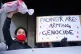 NHS staff blockade the entrance to NHS England's headquarters in central London demanding the cancellation of its contract with Palantir, which campaign groups say supplies advanced technology to Israel's military, April 3, 2024