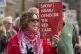 Campaigners and charities including Show Israel the Red Card and Scottish Friends of Palestine hold a protest ahead of the Scotland Women v Israel Women Euro 2025 qualifying fixture at Hampden Park in Glasgow, May 31, 2024