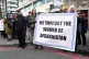 Protesters outside Lord's Cricket Ground in London demonstrating against England's cricket match against Afghanistan in a Champions Trophy match, as female participation in sport has effectively been outlawed in Afghanistan, February 25, 2025
