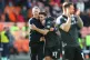 Wrexham manager Phil Parkinson (left) and player Matty James celebrate following victory in the Sky Bet League One match at Bloomfield Road, Blackpool, April 21, 2025
