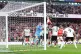 Arsenal's Riccardo Calafiori head a shot hit the cross bar during the Premier League match at Asburton Grove, London, May 2, 2026