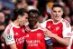 Arsenal's Bukayo Saka (centre) celebrates scoring their side's first goal of the game during the UEFA Champions League semi-final second leg match at Ashburton Grove, London, May 5, 2026