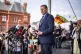 Plaid Cymru leader Rhun ap Iorwerth speaks to supporters, backed by his newly elected Senedd members on the steps of the Senedd, following winning the most seats in the Welsh Parliament election, May 9, 2026