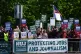 Members of the National Union of Journalists (NUJ) and Bectu who work at STV on the picket line outside their offices in Glasgow, May 8, 2026