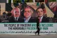 A man walks past a welcoming billboard featuring Iranian President Masoud Pezeshkian (centre) with Pakistan President Asif Ali Zardari (right) and Shehbaz Sharif along a roadside in Islamabad, Pakistan, June 23, 2026