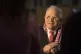 David Hockney in front of The Queen's Window, a stained glass window at Westminster Abbey he designed and which was created by Barley Studio York, September 26, 2018