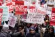 Protesters during a Million Women Rise march from Oxford Str
