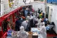 Refugees and crew members on board the Ocean Viking