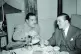 Heavyweight boxers Joe Louis (left) and Tommy Farr breakfast