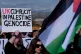 Demonstrators outside the entrance of RAF Akrotiri, near the