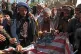 Houthis and their supporters demonstrate outside the closed 