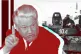 Boris Yeltsin (main pic) and tanks assembled in Red Square i