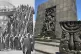 A footbridge in the Warsaw Ghetto, pictured in 1942, and the