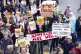 OUTSIDE PRESSURE: Protesters greet Farage’s battle bus in 