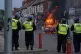 A car burns during an anti-immigration protest in Middlesbro