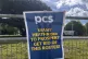 A sign on the picket line at Heathrow Airport, April 29, 202