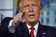US President Donald Trump gestures while speaking during a n