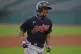 Cleveland Indians' Francisco Lindor runs the bases after hit
