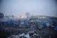 A migrants makeshift camp is pictured before its evacuation 