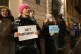 Demonstrators hold signs 'No war!', in St. Petersburg, Russi