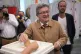Jean-Luc Melenchon casts his ballot in the first round of th