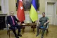 Ukrainian President Volodymyr Zelenskyy, right, and Turkish 