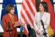 MILITARISTS UNITED: Nancy Pelosi (left) meets the German Gre