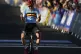 Belgium's Remco Evenepoel celebrates as he crossing the fini