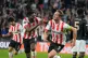 PSV's Luuk de Jong, right, celebrates with Ibrahim Sangare a
