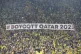  Fans display a banner during the German Bundesliga soccer m