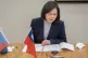 Taiwan's President Tsai Ing-wen speaks by phone with the Cze