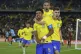 Brazil's Andrey Dos Santos (centre) celebrates with teammate