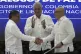 Cuban President Miguel Diaz-Canel applauds as Colombia's Pre