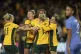 Australia's Mary Fowler is congratulated by teammates after 