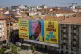 A banner displayed Pedro Zerolo Square, urging people to vot