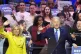 President Joe Biden is joined on stage by first lady Jill Bi