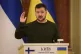 Ukraine's President Volodymyr Zelensky gestures during a pre