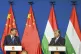 Chinese President Xi Jinping (left) speaks during his joint 