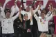 Mexican presidential hopeful Claudia Sheinbaum (centre) gree