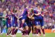 Barcelona's players celebrate after winning the women's Cham