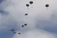 Parachute drop in Carentan-Les-Marais in Normandy, France on