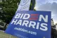 A sign for Democratic President Joe Biden stands outside the