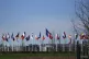 Flags of NATO member countries blow in the wind outside at N