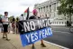 Protesters outside the US Library of Congress during a Nato 
