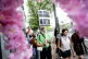 Jack Waugh, center, caries a sign against Nato while protest